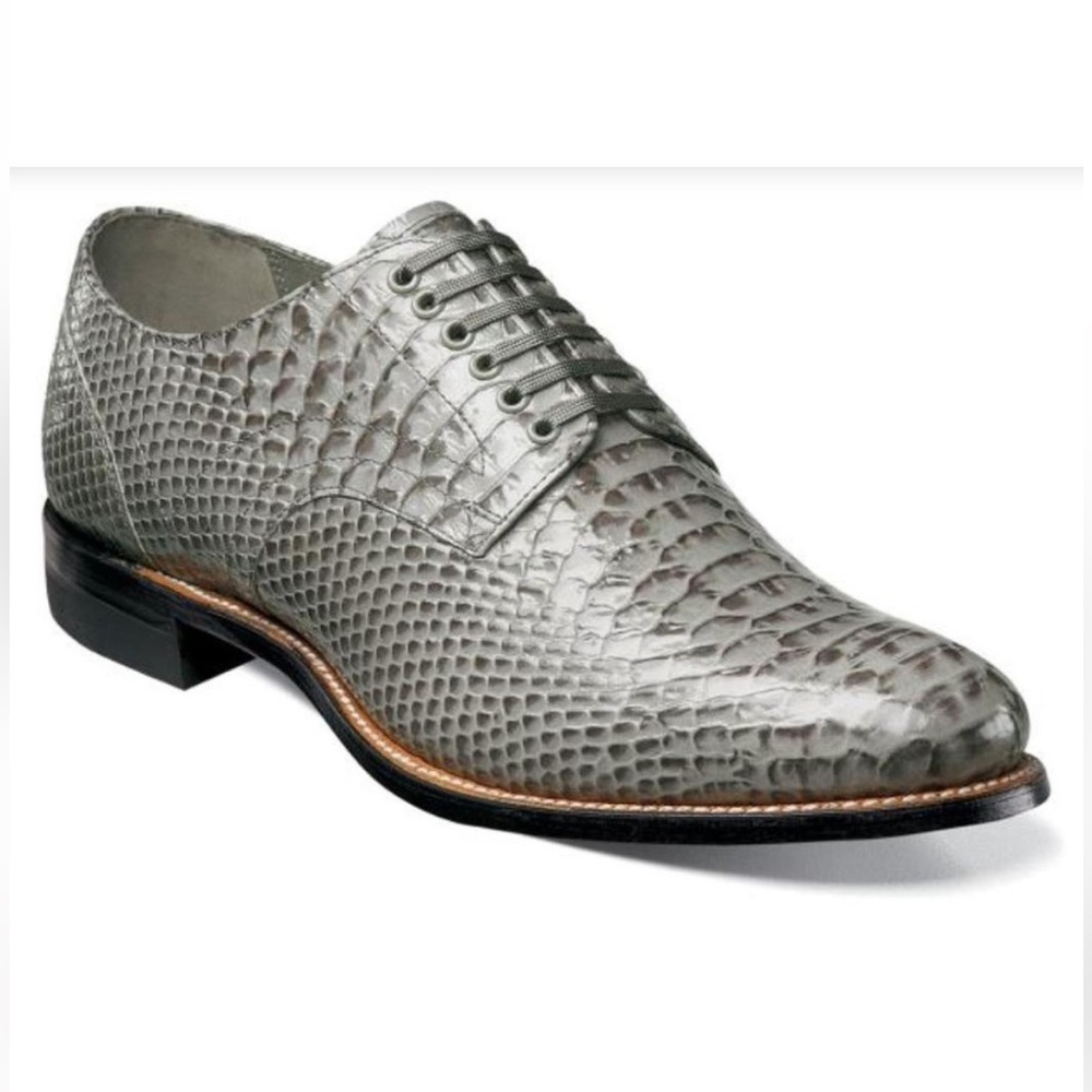 Stacy Adams "Madison'' Grey Goatskin Leather / Anaconda Print Plain 10.5D